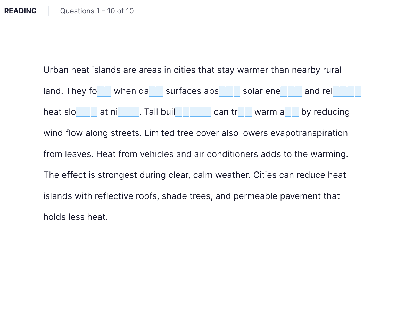 TOEFL 2026 · Complete the Words