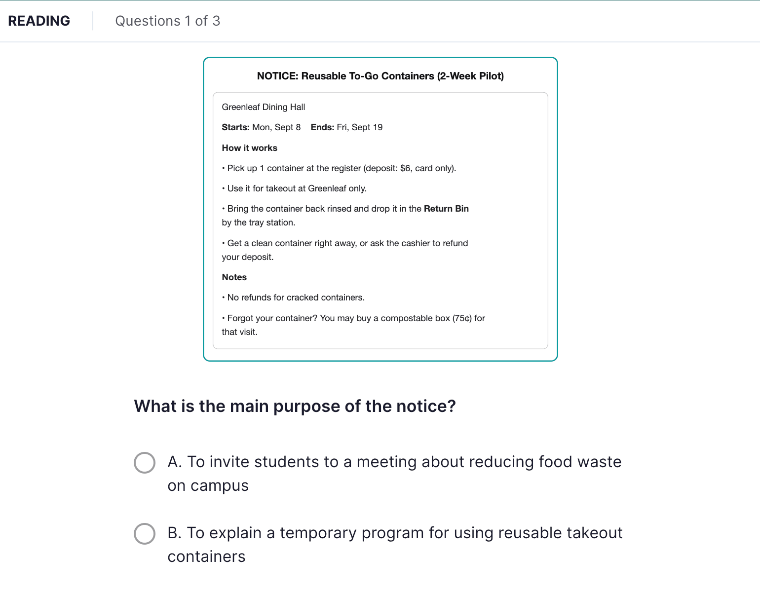 TOEFL 2026 · Read in Daily Life